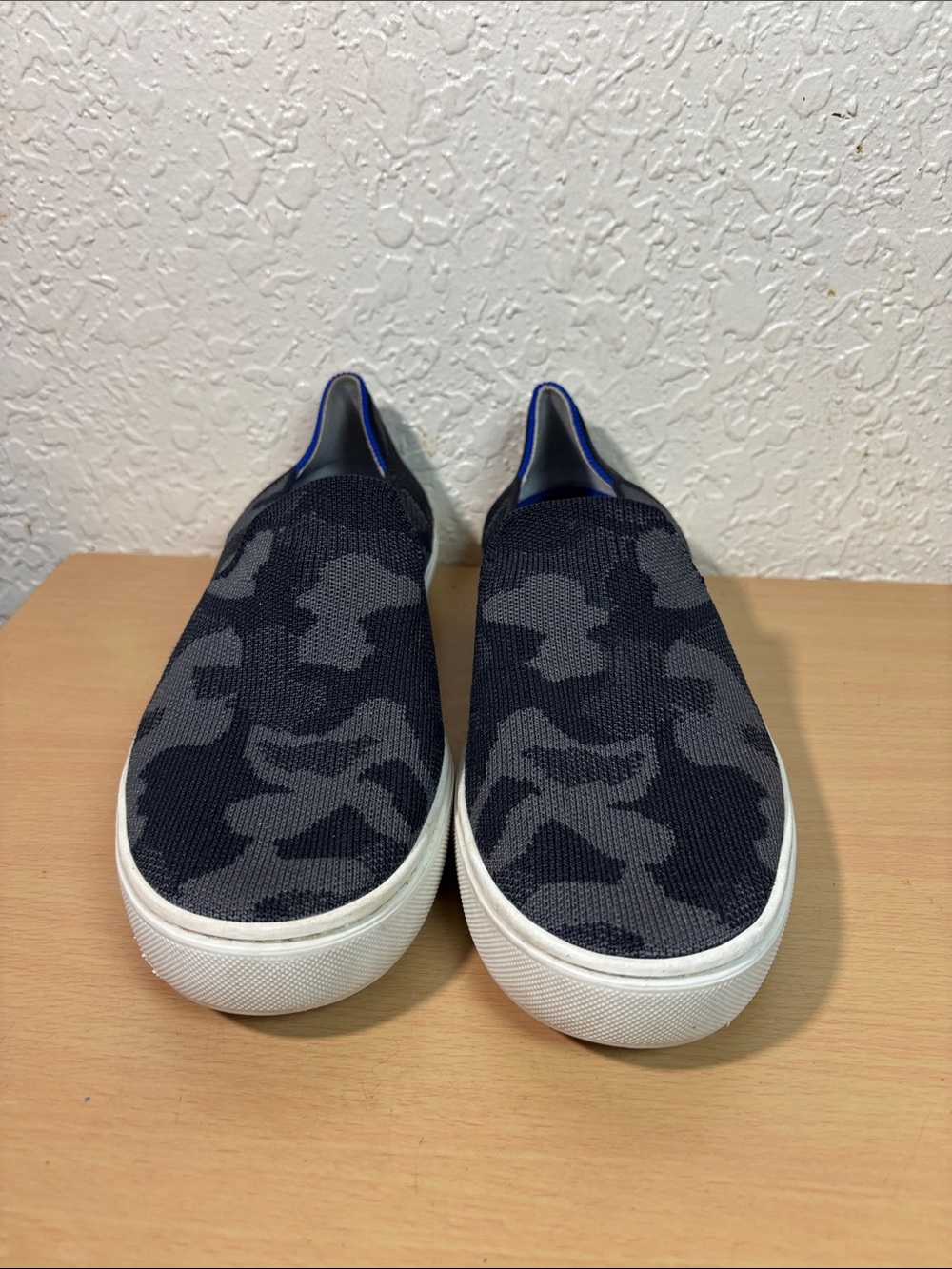 Rothy's unisex Navy and Gray Camo Slip-On Sneakers